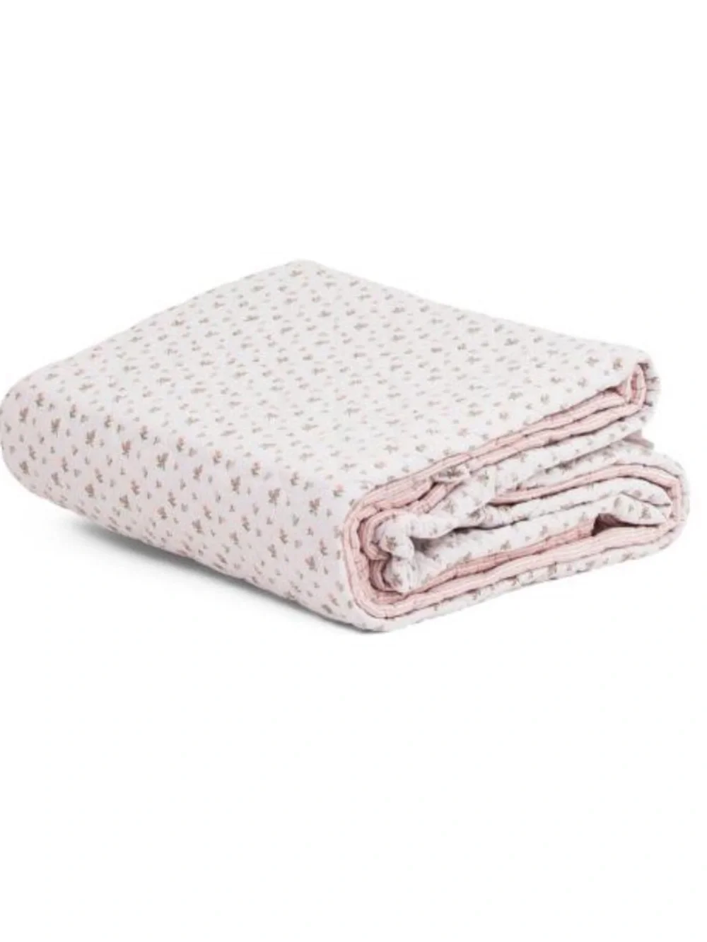 Shabby Chic Soft Pink Reversible Quilt Set with Floral Ruffle